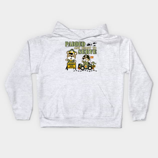 PADDED AND READY TO SERVE ABDL Baby Bear Military Kids Hoodie by NaughtyBoyz